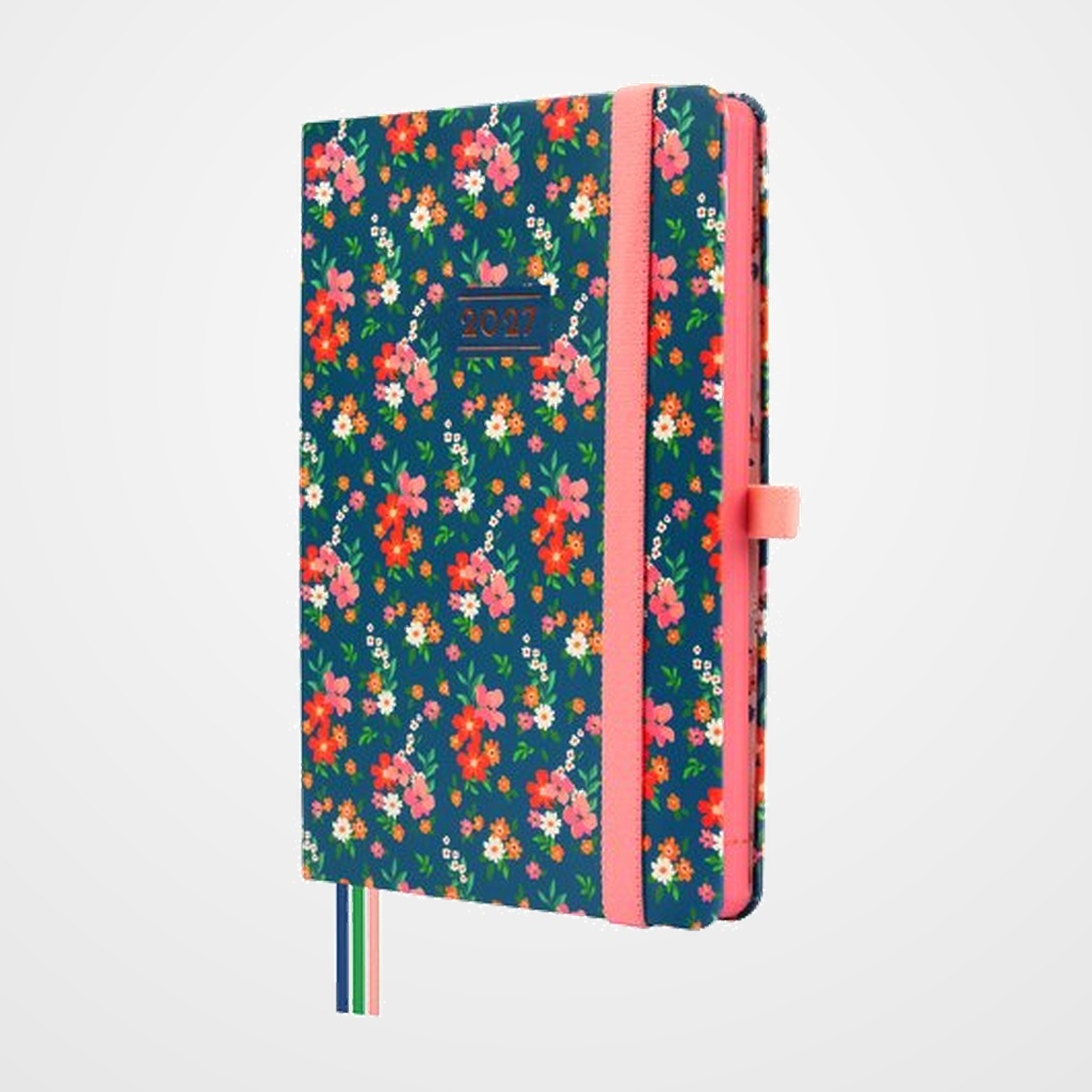AGENDA ANUAL (2027) CATALAN FINOCAM MINIMAL DESIGN COSIDA tapa EXTRA con GOMA M4 118x168 S/V APAIS. FLORA