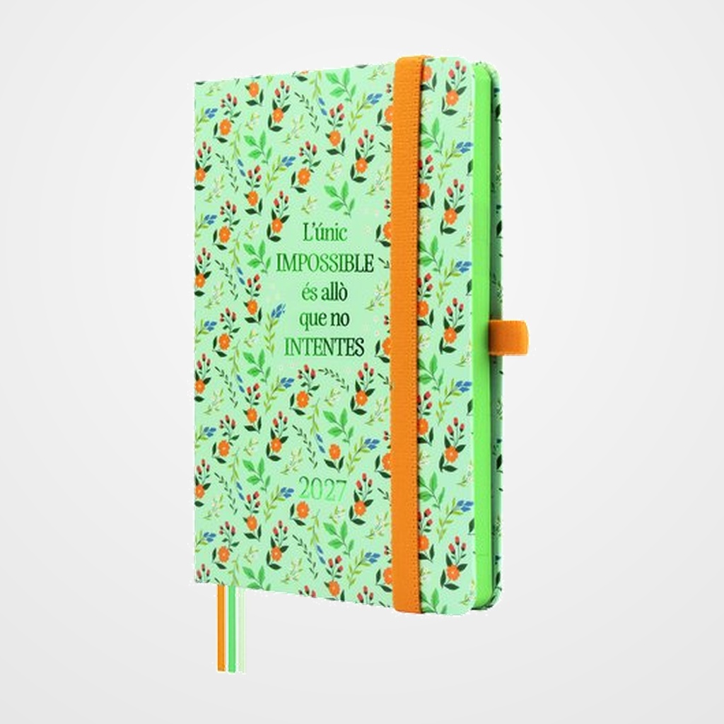 AGENDA ANUAL (2027) CATALAN FINOCAM MINIMAL DESIGN COSIDA tapa EXTRA con GOMA M4 118x168 S/V APAIS. IMPOSSIBLE
