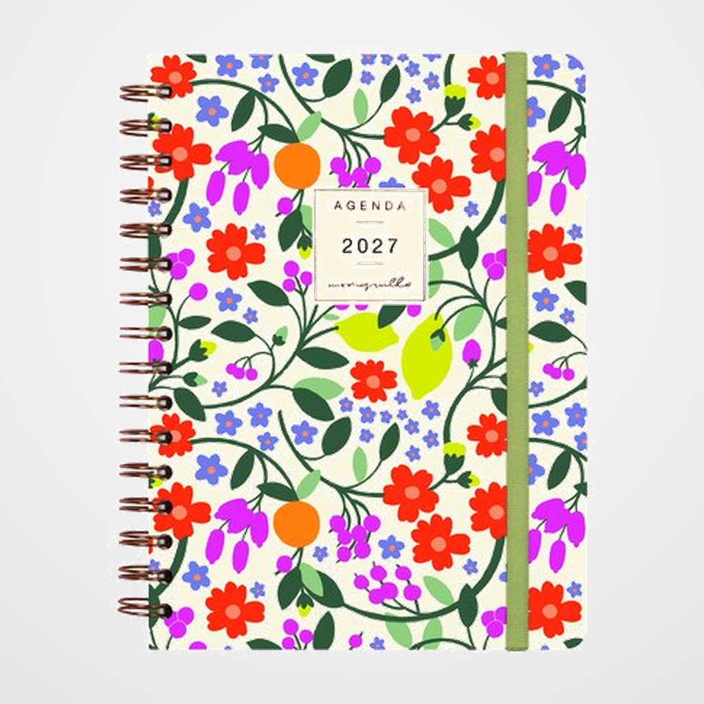 AGENDA ANUAL (2027) CATALAN FINOCAM MONIQUILLA WIRE-O tapa EXTRA con GOMA E10 155x212 S/V APAIS. VERD