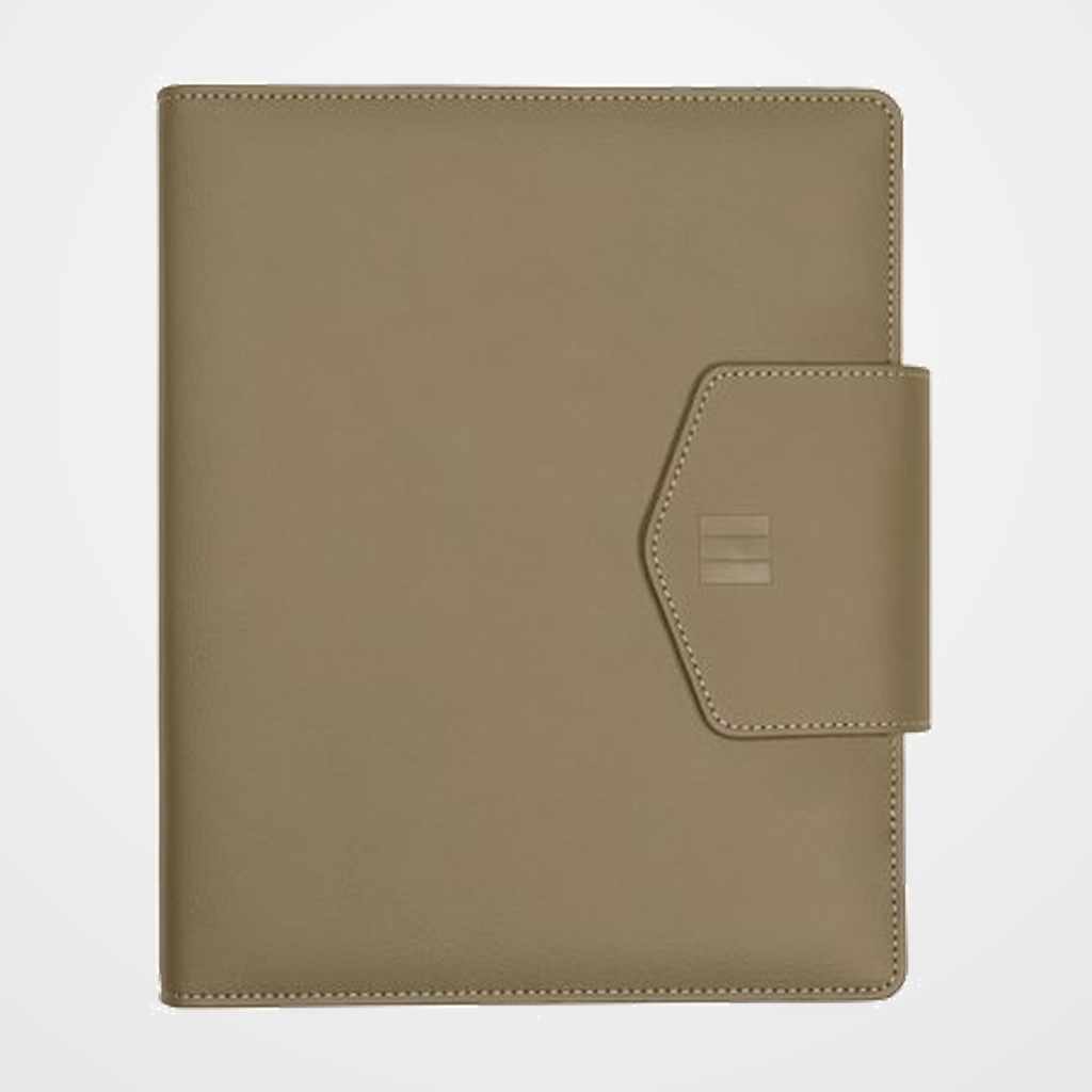 AGENDA ANUAL (2027) CATALAN FINOCAM OPEN NOPAL ANILLAS CON CUBIERTA BIOMATERIAL con BROCHE 1000 155x215 S/V VERD OLIVA