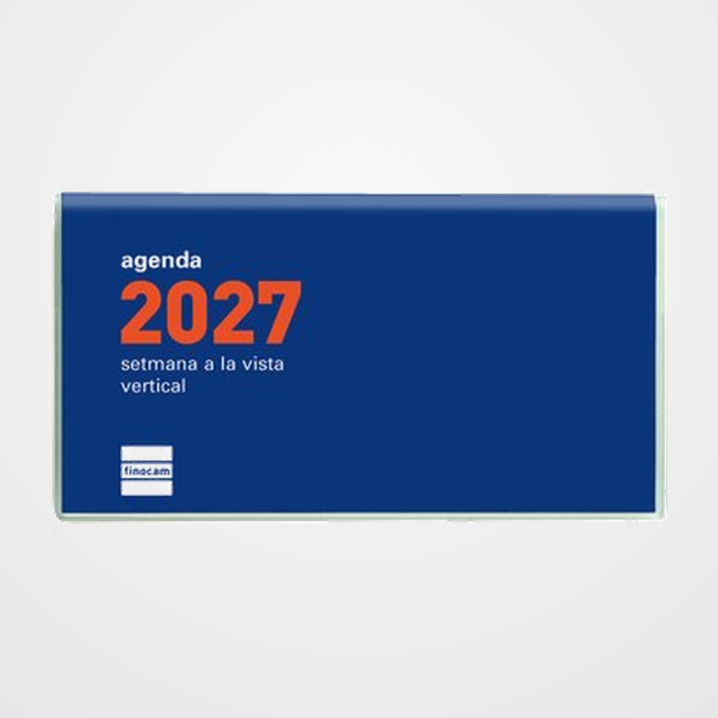 AGENDA ANUAL (2027) CATALAN FINOCAM PLANA COCTEL COSIDA tapa PP PL1 118x64 S/V BLAU