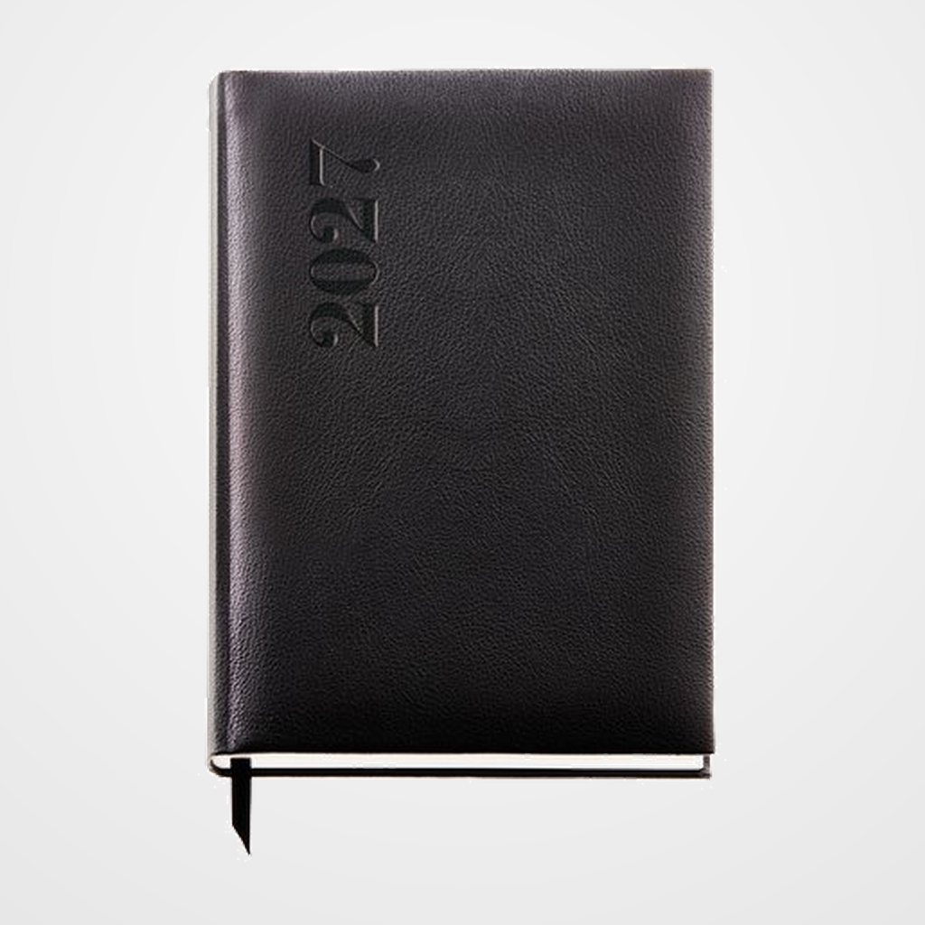 AGENDA ANUAL (2027) CATALAN MIQUELRIUS BASIC AGORA COSIDA tapa SIMIL PIEL con GOMA PLUS 155x213 D/P NEGRE