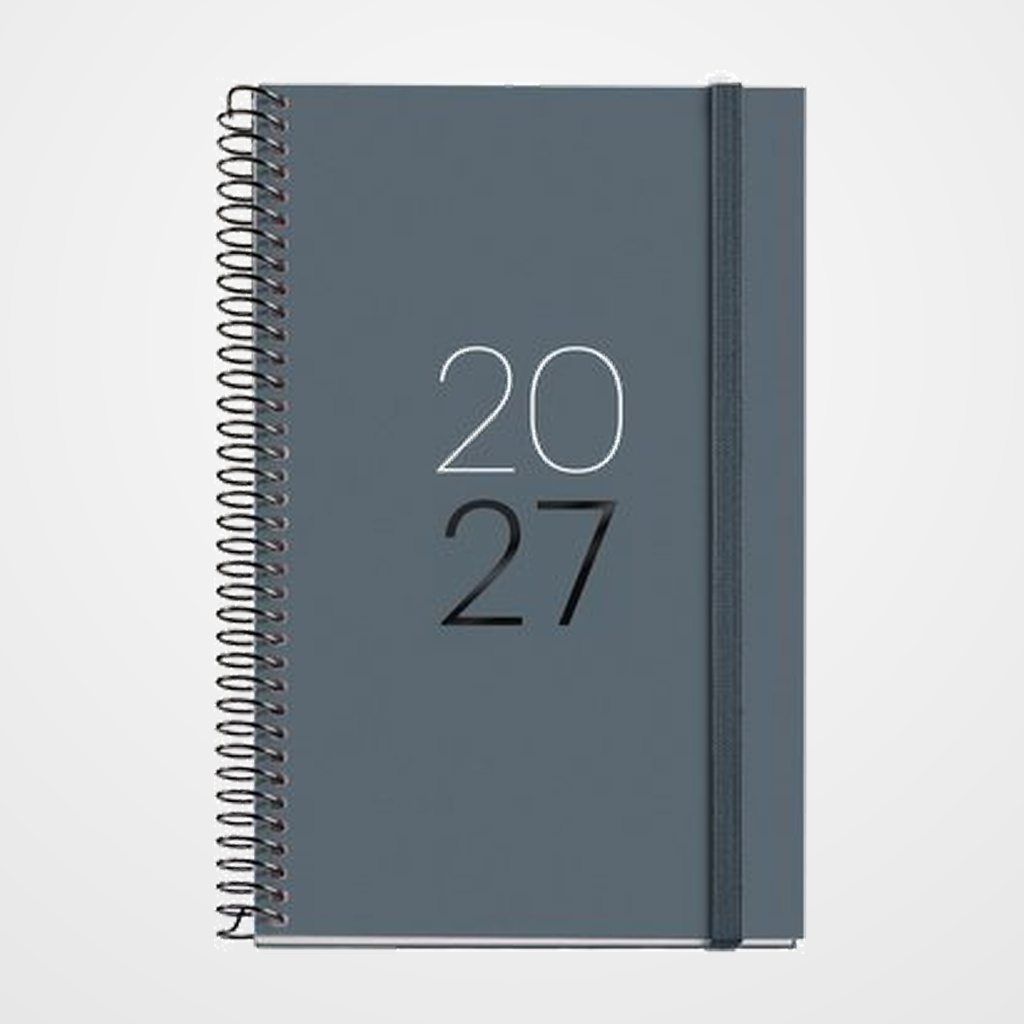 AGENDA ANUAL (2027) CATALAN MIQUELRIUS BASIC CALM ESPIRAL tapa EXTRA con GOMA ACTIVA 117x182 S/V APAIS. GRAFIT