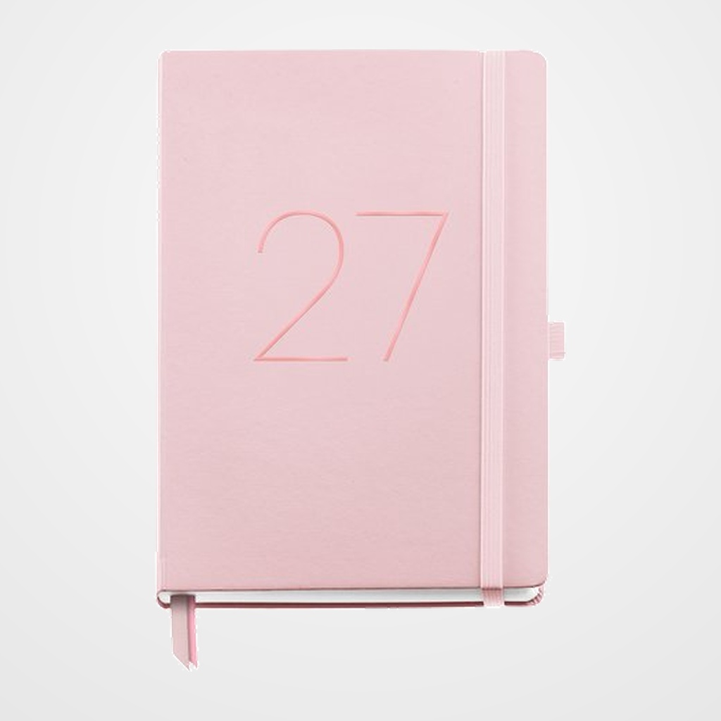 AGENDA ANUAL (2027) CATALAN MIQUELRIUS BASIC CHESTER COSIDA tapa SIMIL PIEL con GOMA PLUS 155x213 S/V APAIS. ROSA