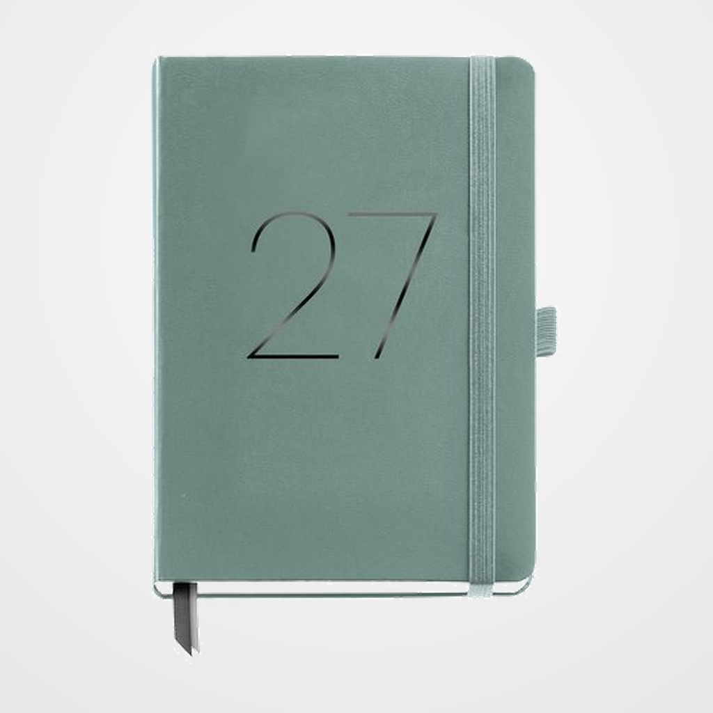 AGENDA ANUAL (2027) CATALAN MIQUELRIUS BASIC CHESTER COSIDA tapa SIMIL PIEL con GOMA PLUS 155x213 S/V APAIS. VERDE