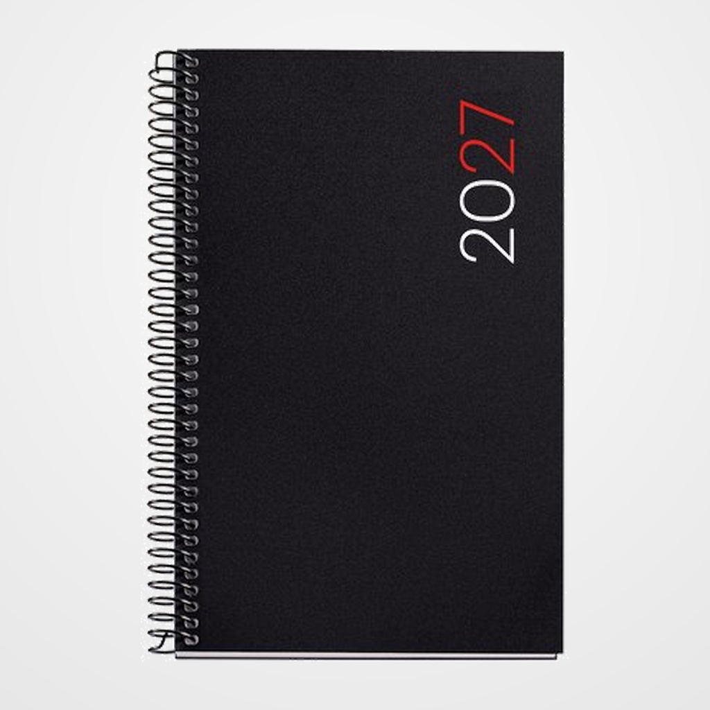 AGENDA ANUAL (2027) CATALAN MIQUELRIUS BASIC CITY ESPIRAL tapa PP ACTIVA 117x182 S/V APAIS. NEGRE