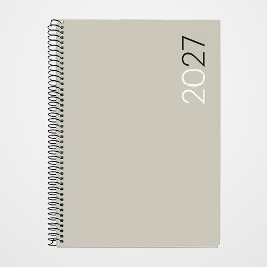 AGENDA ANUAL (2027) CATALAN MIQUELRIUS BASIC CITY ESPIRAL tapa PP PLUS 155x213 S/VV GRIS