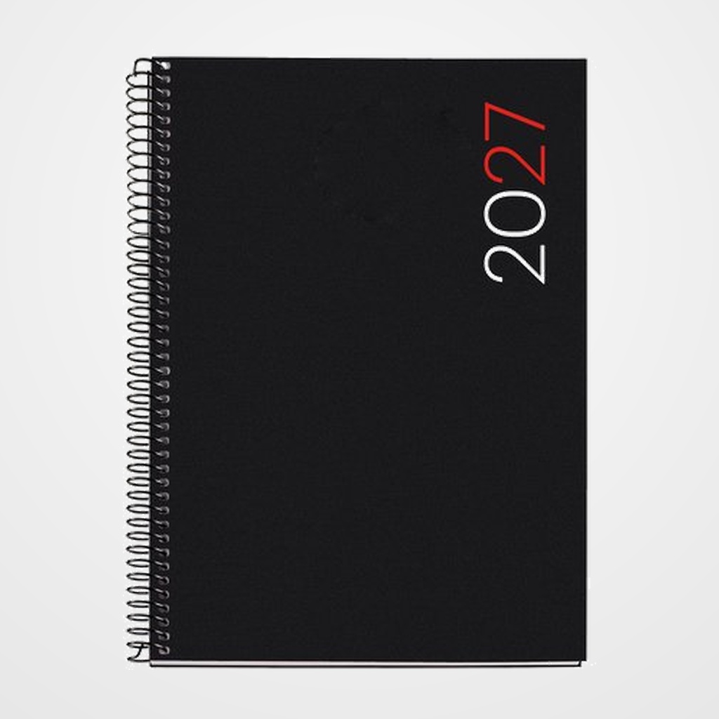 AGENDA ANUAL (2027) CATALAN MIQUELRIUS BASIC CITY ESPIRAL tapa PP PLUS 155x213 S/VV NEGRE