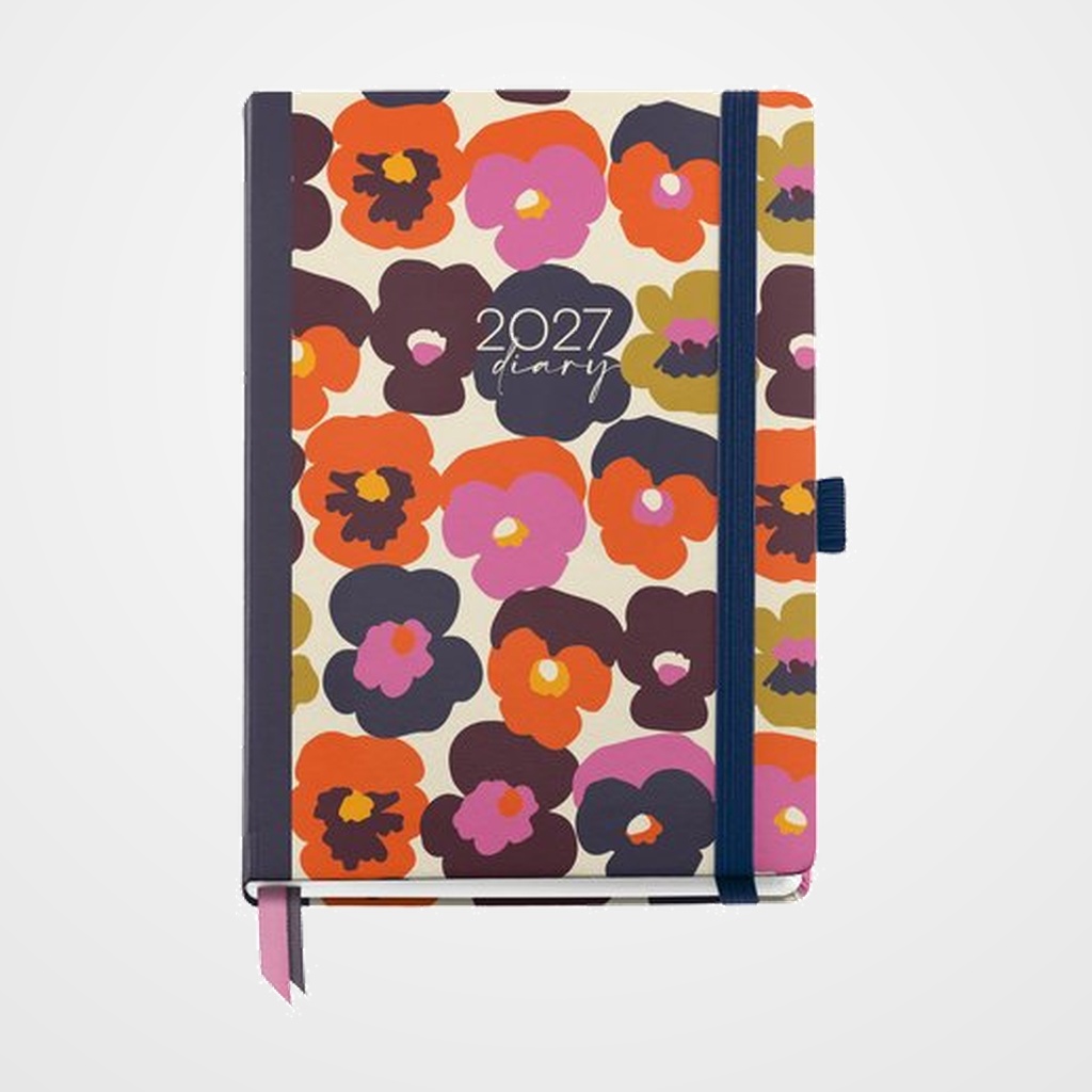 AGENDA ANUAL (2027) CATALAN MIQUELRIUS NATURA COSIDA tapa EXTRA con GOMA JOURNAL 122x168 D/P BOLD FLOWERS