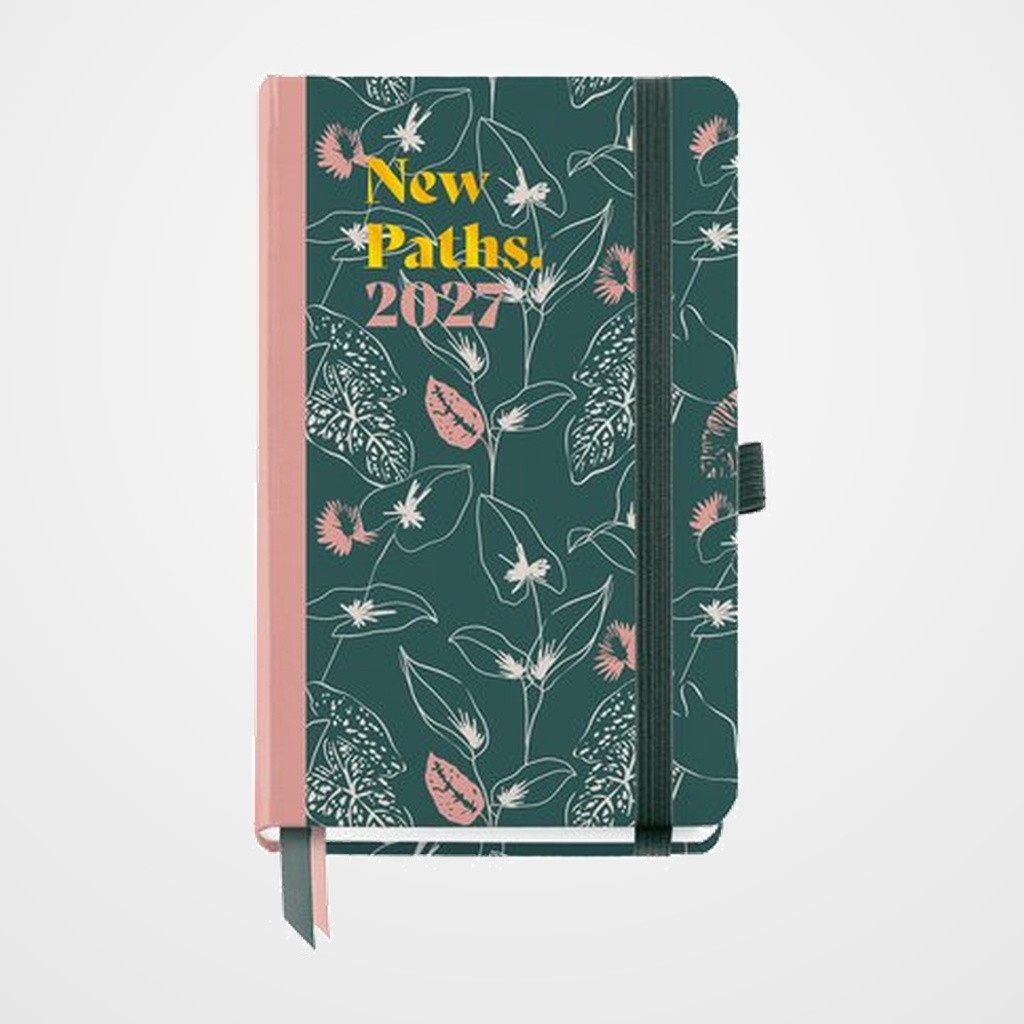 AGENDA ANUAL (2027) CATALAN MIQUELRIUS NATURA COSIDA tapa EXTRA con GOMA PASSPORT 90x140 D/P GREEN LINE