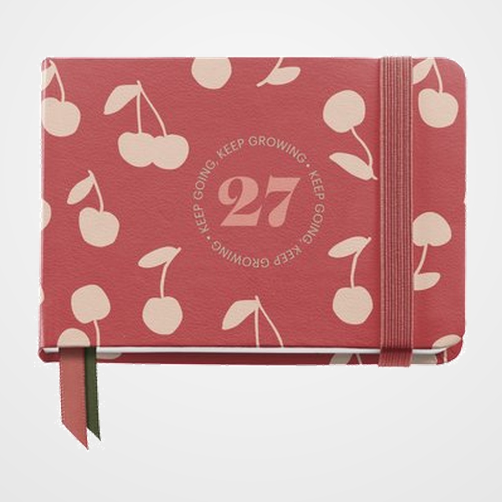 AGENDA ANUAL (2027) CATALAN MIQUELRIUS NATURA COSIDA tapa EXTRA con GOMA POCKET 105x74 S/V APAIS. CHERRIES