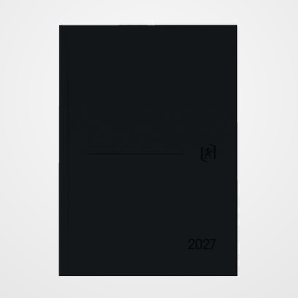 AGENDA ANUAL (2027) CATALAN OXFORD MINIMAL COSIDA tapa ACOLXADA A5 210x150 S/V NEGRE
