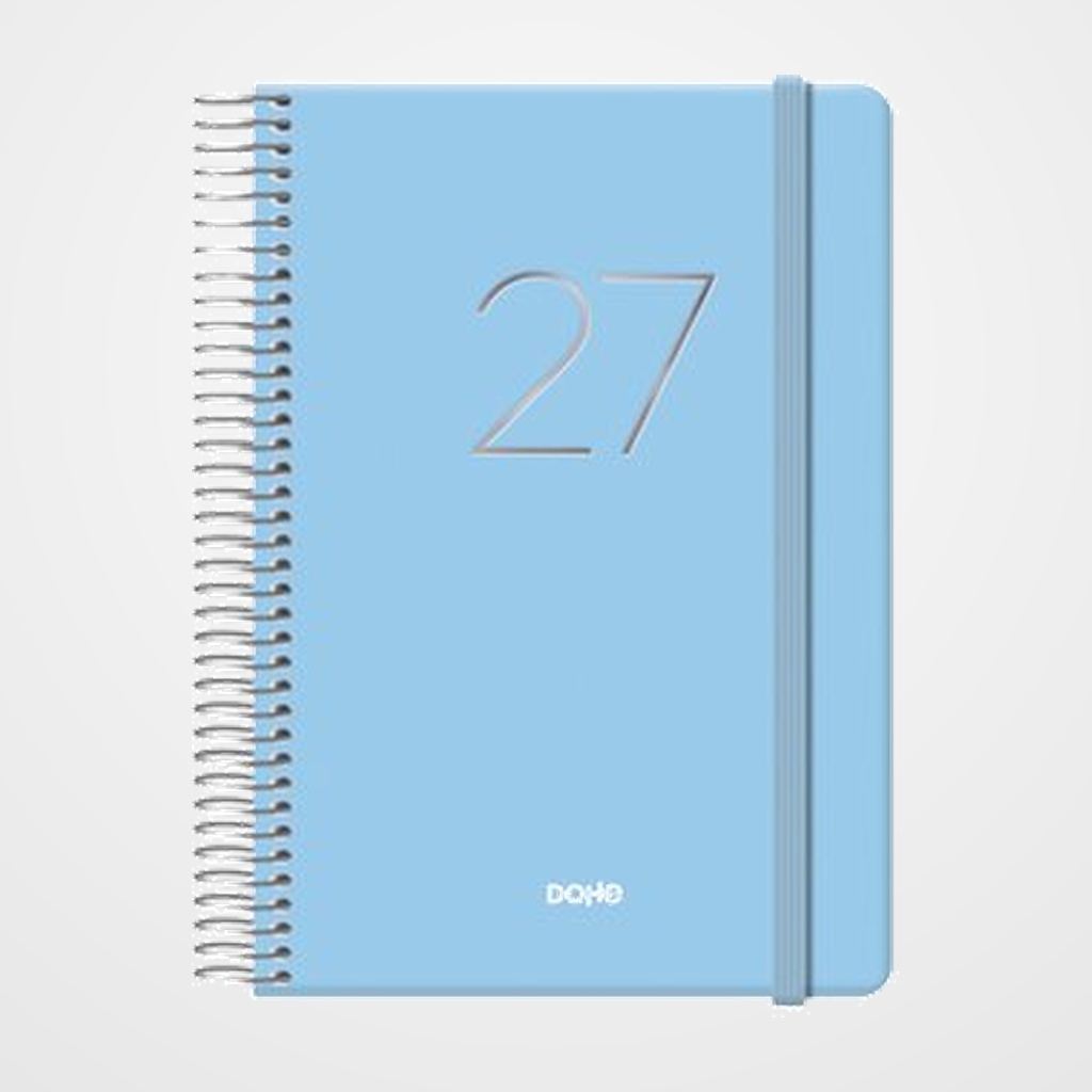 AGENDA ANUAL (2027) DOHE GLOSS ESPIRAL tapa EXTRA con GOMA 125x180 D/P AZUL