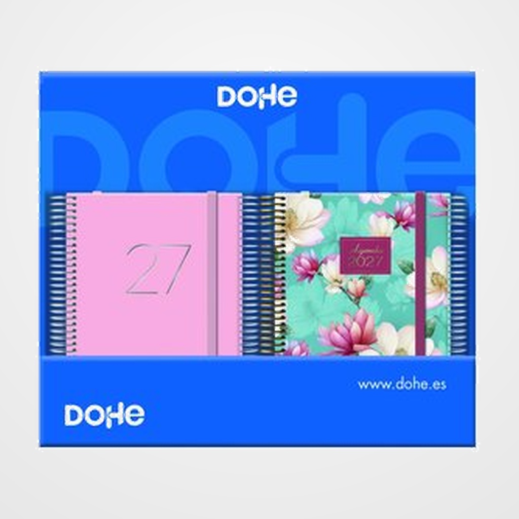 AGENDA ANUAL (2027) DOHE GLOSS ESPIRAL tapa EXTRA con GOMA 125x180 D/P EXPOSITOR DE 12 (2x COLOR)