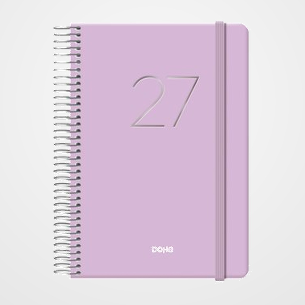 AGENDA ANUAL (2027) DOHE GLOSS ESPIRAL tapa EXTRA con GOMA 125x180 D/P MORADO