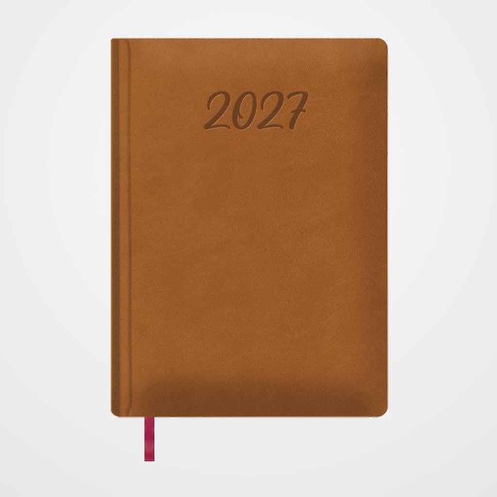 AGENDA ANUAL (2027) DOHE MANAOS COSIDA tapa ACOLCHADA POLIPIEL  170x240 D/P MARRON