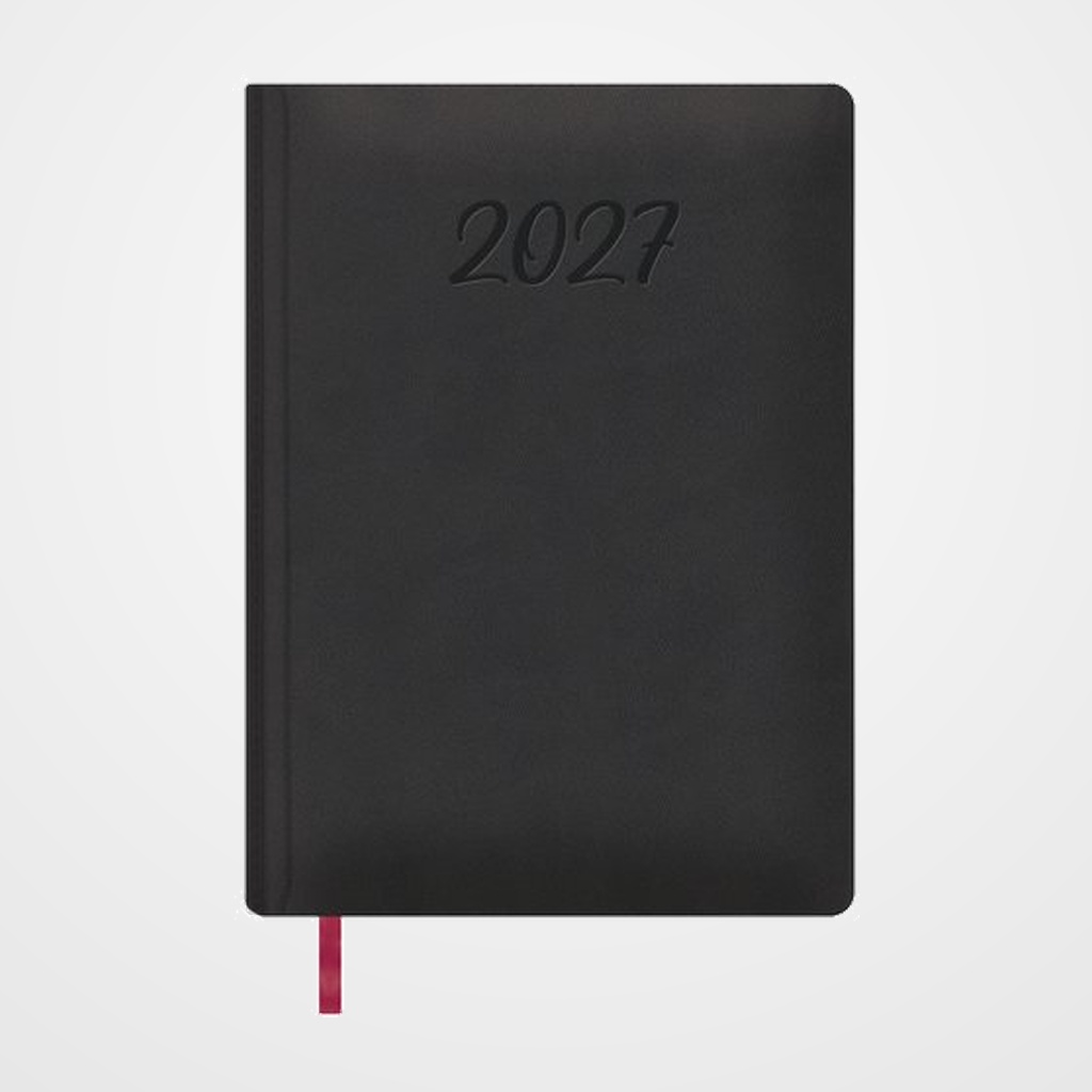 AGENDA ANUAL (2027) DOHE MANAOS COSIDA tapa ACOLCHADA POLIPIEL  170x240 D/P NEGRO