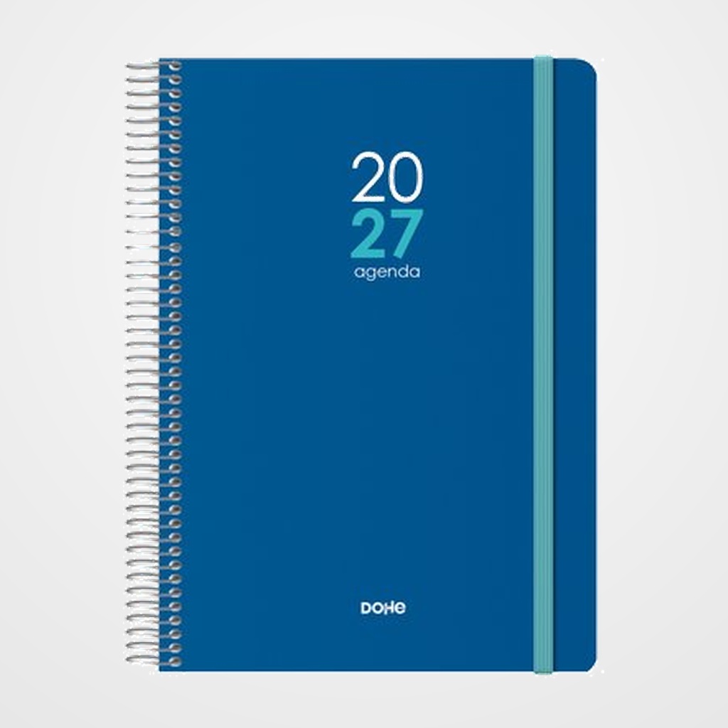 AGENDA ANUAL (2027) DOHE MEMPHIS ESPIRAL tapa PP con GOMA 150x210 D/P AZUL
