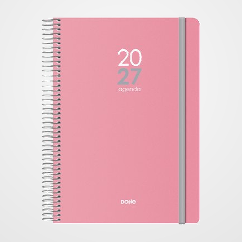 AGENDA ANUAL (2027) DOHE MEMPHIS ESPIRAL tapa PP con GOMA 150x210 D/P ROSA