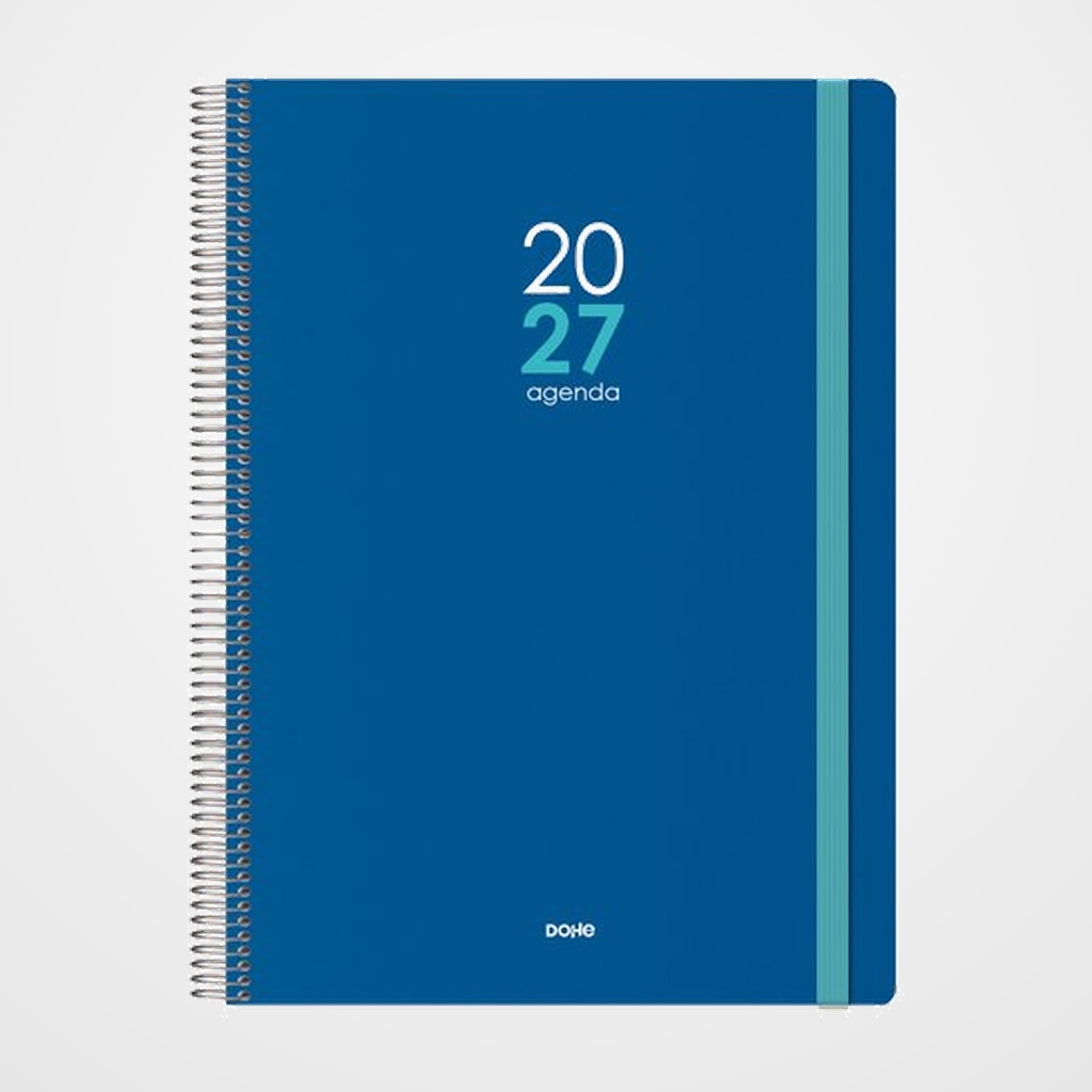 AGENDA ANUAL (2027) DOHE MEMPHIS ESPIRAL tapa PP con GOMA 210x290 D/P AZUL
