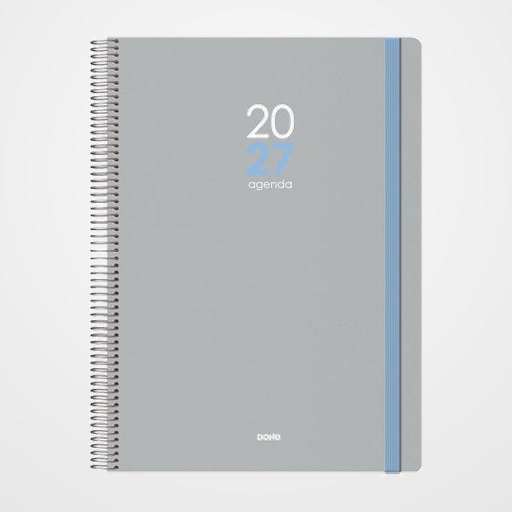 AGENDA ANUAL (2027) DOHE MEMPHIS ESPIRAL tapa PP con GOMA 210x290 D/P GRIS