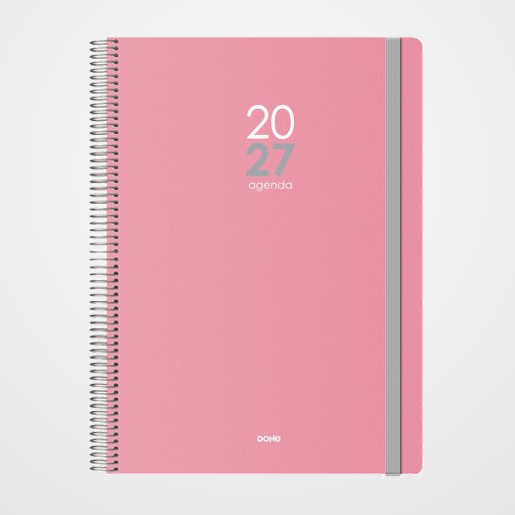 AGENDA ANUAL (2027) DOHE MEMPHIS ESPIRAL tapa PP con GOMA 210x290 D/P ROSA
