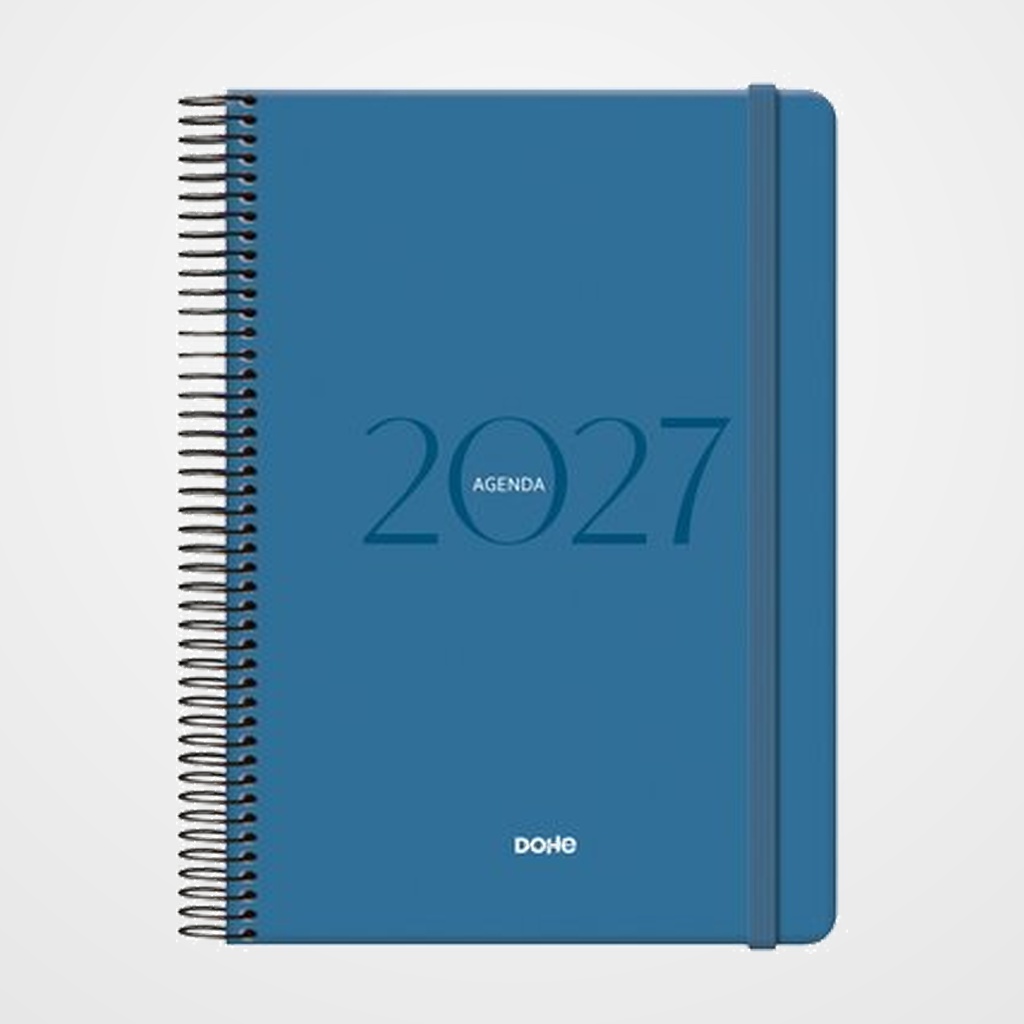 AGENDA ANUAL (2027) DOHE MONTANA ESPIRAL tapa EXTRA con GOMA 140x200 D/P AZUL