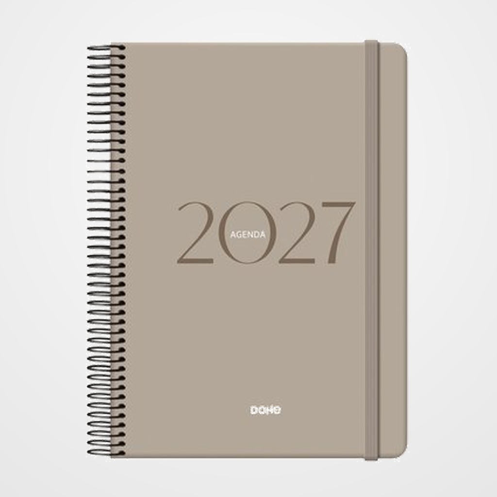 AGENDA ANUAL (2027) DOHE MONTANA ESPIRAL tapa EXTRA con GOMA 140x200 D/P BEIGE