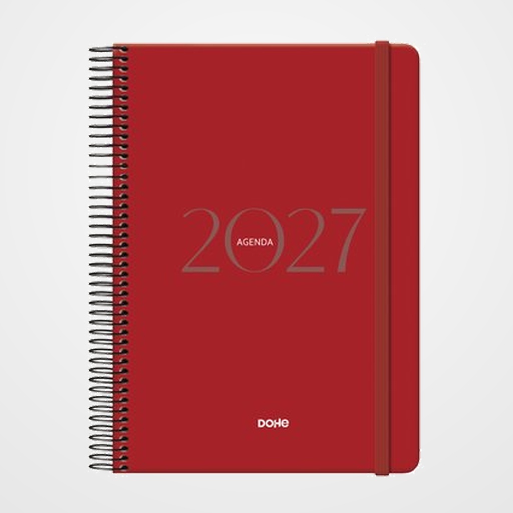 AGENDA ANUAL (2027) DOHE MONTANA ESPIRAL tapa EXTRA con GOMA 140x200 D/P BURDEOS