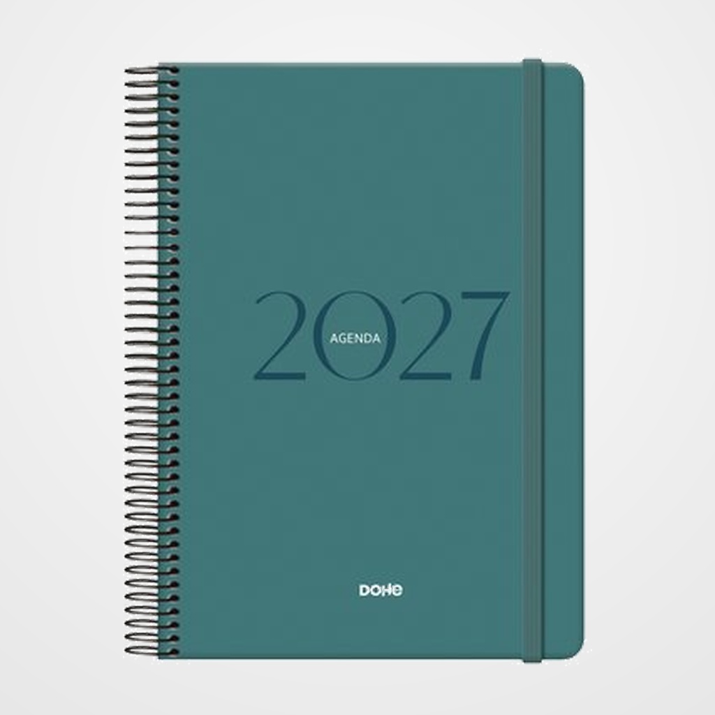 AGENDA ANUAL (2027) DOHE MONTANA ESPIRAL tapa EXTRA con GOMA 140x200 D/P VERDE