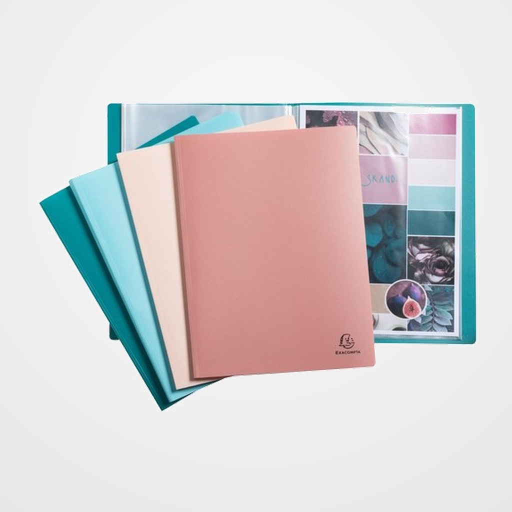 CARPETA FUNDAS (TARIFARIO) EXACOMPTA SKANDI PP RECLICLADO A4 PIEL NARANJA 20 F. SURTIDOS (4 col.)