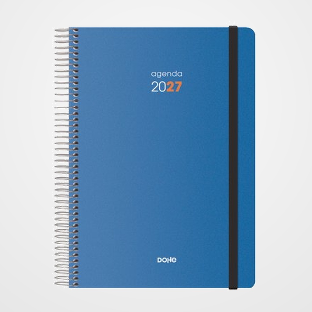AGENDA ANUAL (2027) DOHE SYNCRO ESPIRAL tapa PP con GOMA 150x210 D/P AZUL