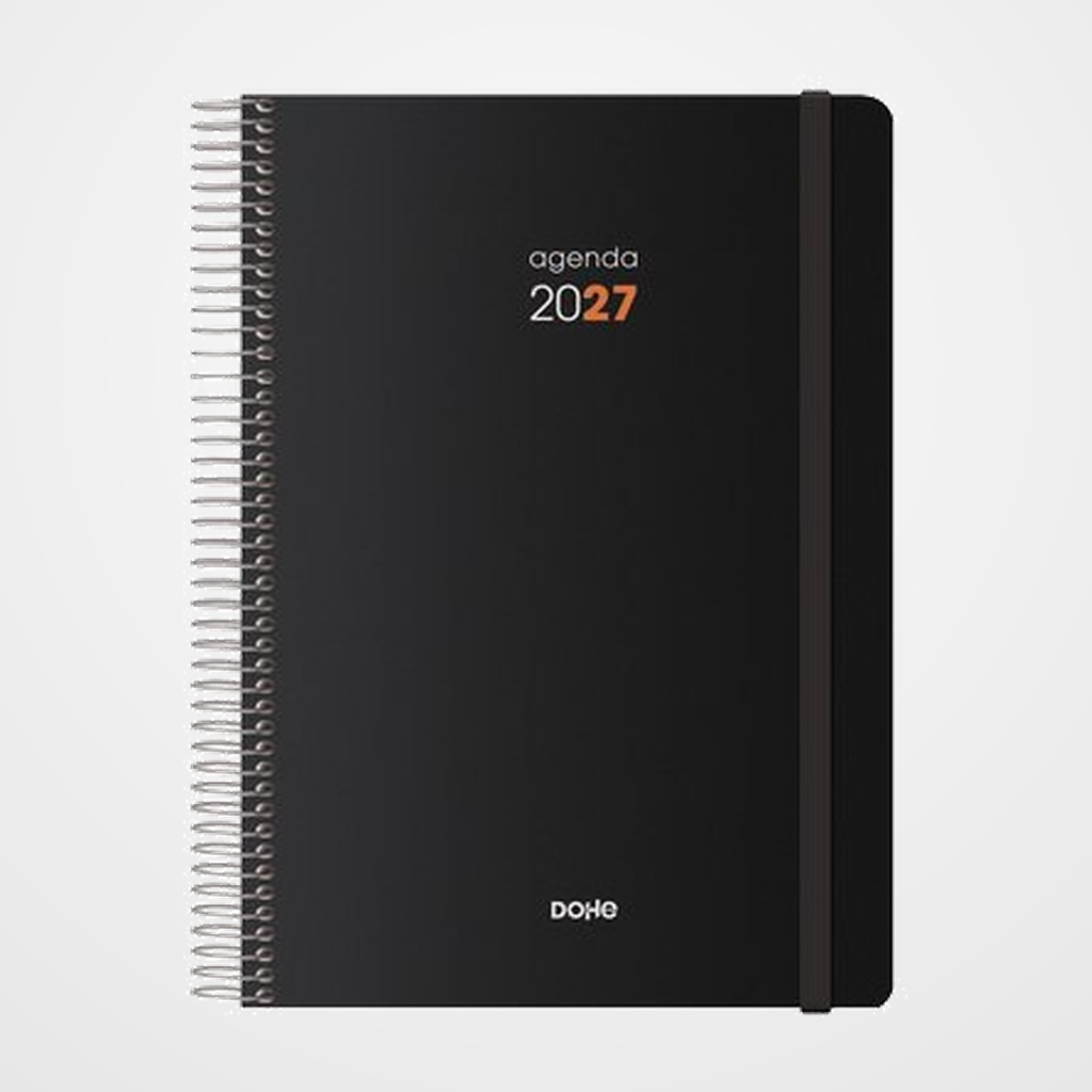 AGENDA ANUAL (2027) DOHE SYNCRO ESPIRAL tapa PP con GOMA 150x210 D/P NEGRO