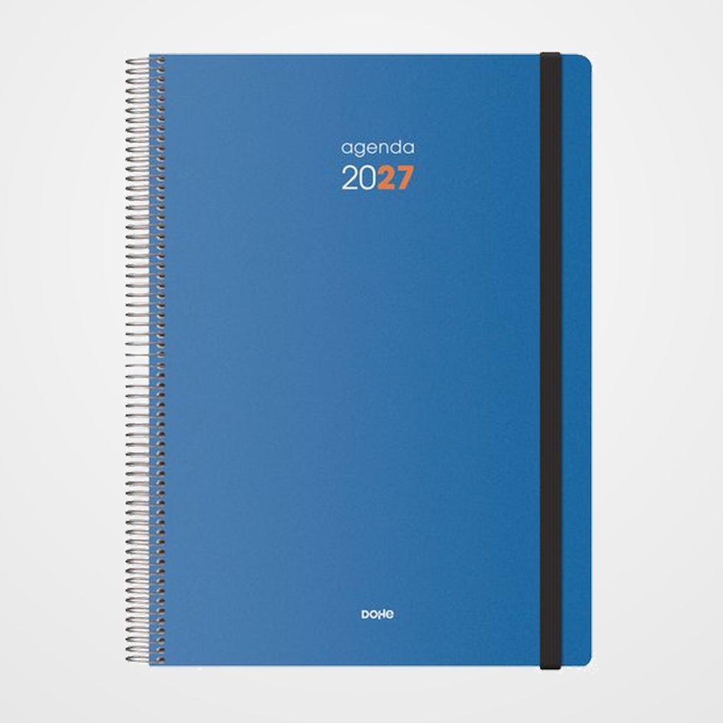 AGENDA ANUAL (2027) DOHE SYNCRO ESPIRAL tapa PP con GOMA 21x29 D/P AZUL