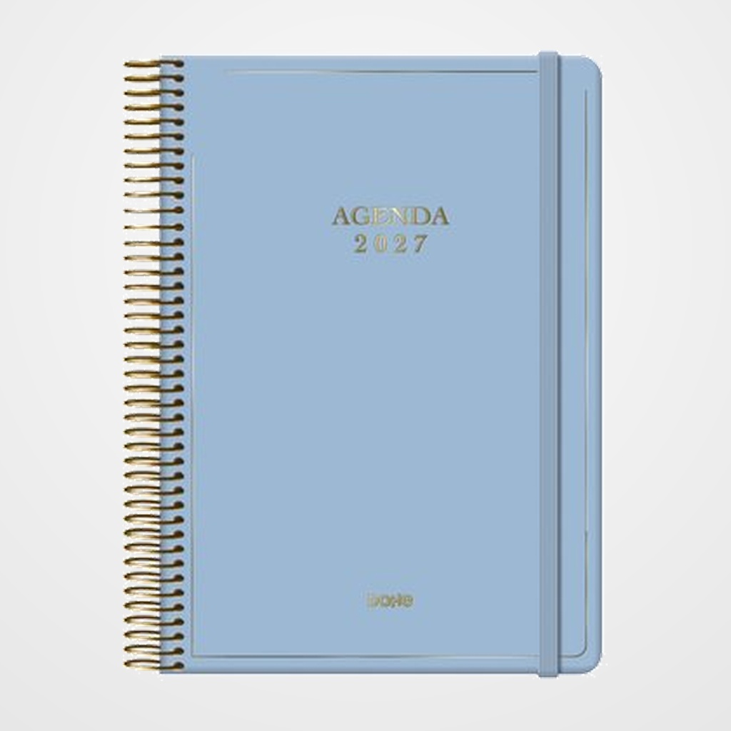 AGENDA ANUAL (2027) DOHE VELVET ESPIRAL tapa EXTRA con GOMA 140x200 D/P AZUL