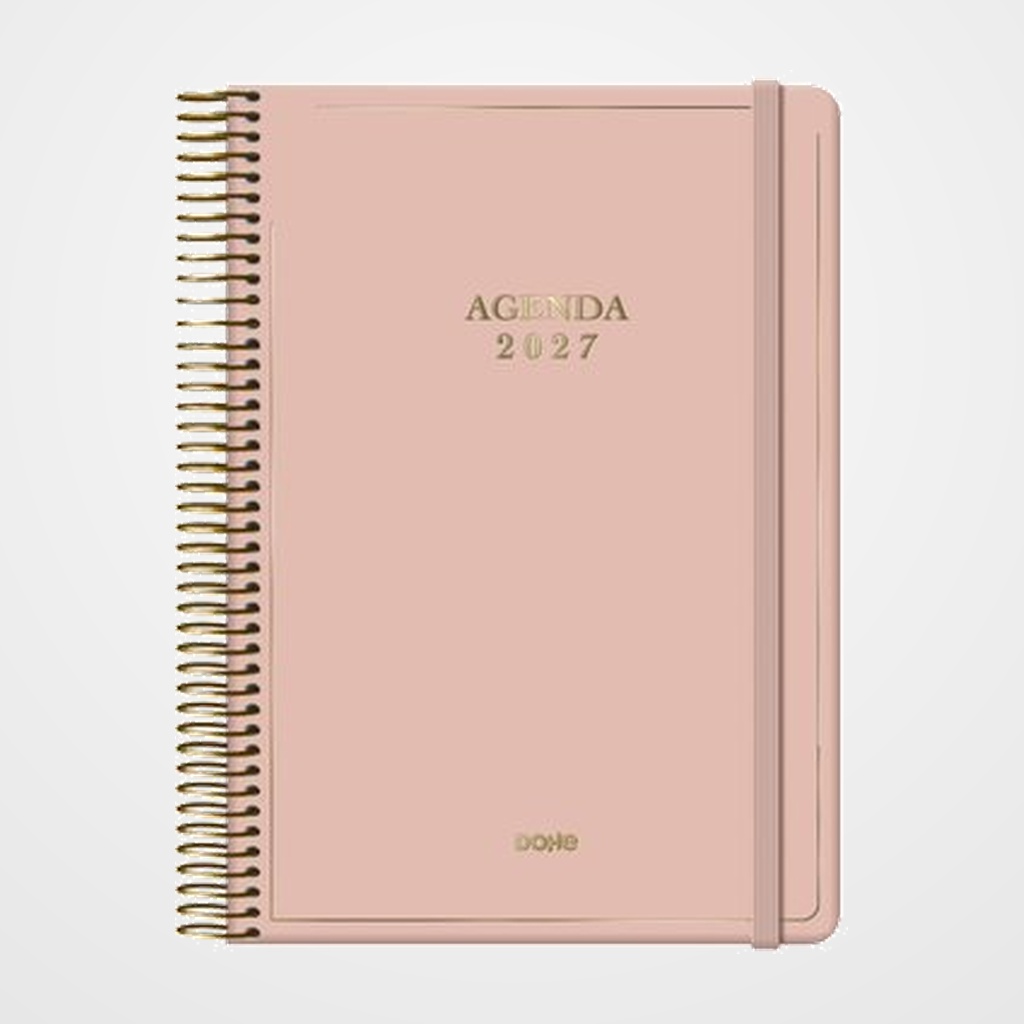 AGENDA ANUAL (2027) DOHE VELVET ESPIRAL tapa EXTRA con GOMA 140x200 D/P ROSA