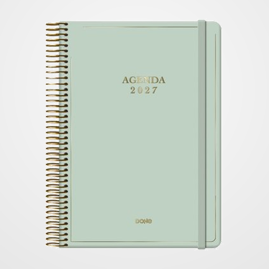 AGENDA ANUAL (2027) DOHE VELVET ESPIRAL tapa EXTRA con GOMA 140x200 D/P VERDE