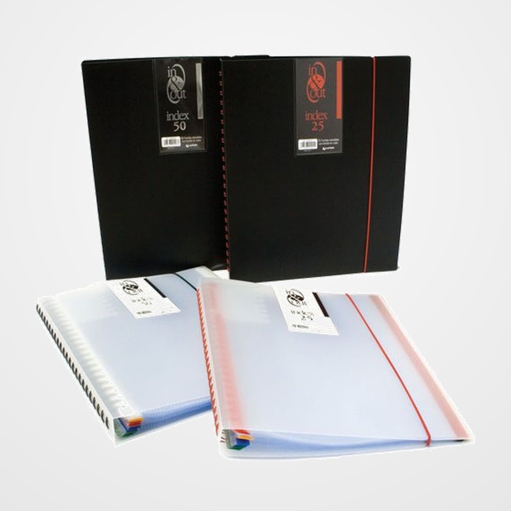 CARPETA FUNDAS (TARIFARIO) GRAFOPLAS ESPIRAL PP IN&OUT INDEX A4 50 F. OPACO NEGRO