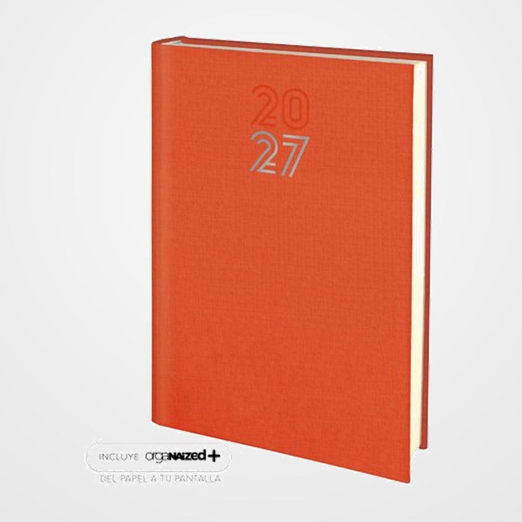 AGENDA ANUAL (2027) EDEUSTO APRICA COSIDA tapa ACOLCHADA E11 170x240 D/P NARANJA (D26)