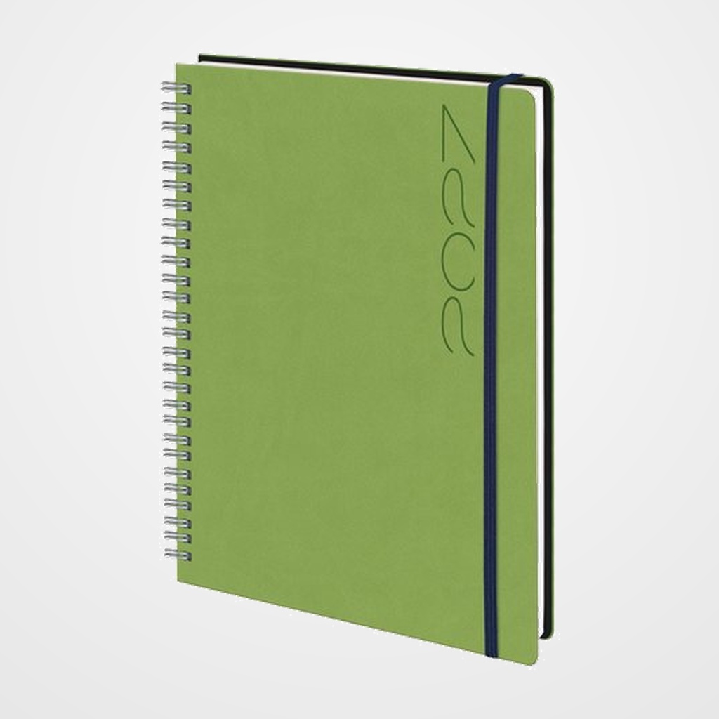 AGENDA ANUAL (2027) EDEUSTO TUCSON FLEX WIRE-O tapa FLEXIBLE con GOMA E13 166x240 S/V VERDE (927)