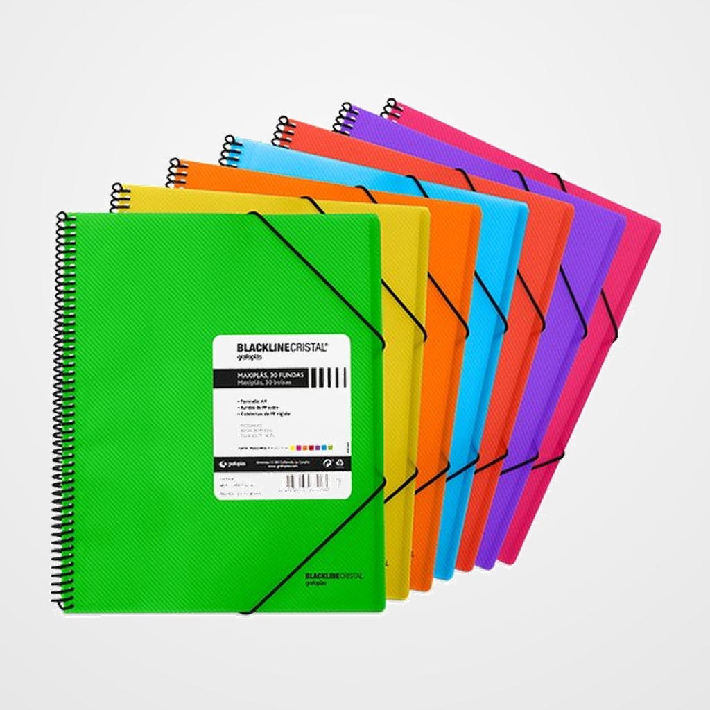 CARPETA FUNDAS (TARIFARIO) GRAFOPLAS ESPIRAL PP MAXIPLAS BLACKLINE A4 30 F. NARANJA