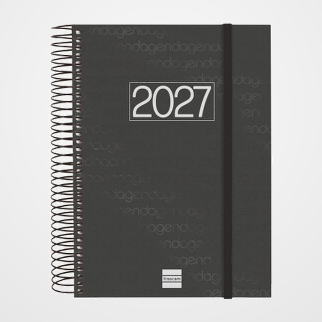 AGENDA ANUAL (2027) EUSKERA FINOCAM ESPIRAL BASIC YEAR ESPIRAL tapa PP con GOMA E10 155x212 D/P NEGRO