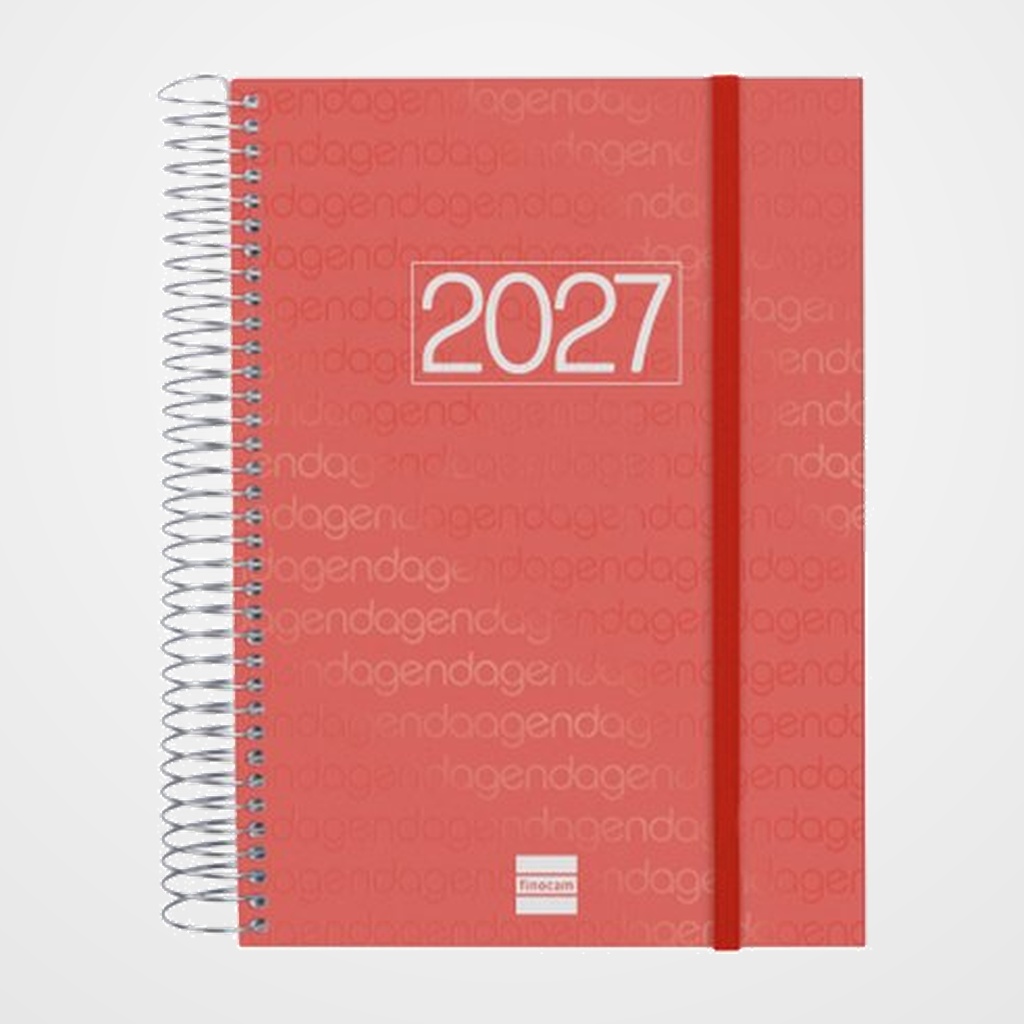AGENDA ANUAL (2027) EUSKERA FINOCAM ESPIRAL BASIC YEAR ESPIRAL tapa PP con GOMA E10 155x212 D/P ROJO