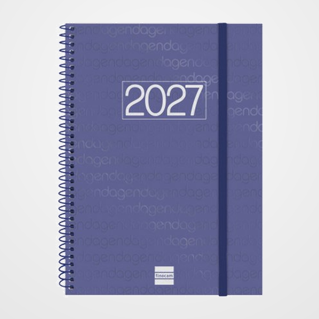 AGENDA ANUAL (2027) EUSKERA FINOCAM ESPIRAL BASIC YEAR ESPIRAL tapa PP con GOMA E10 155x212 S/V APAIS. AZUL