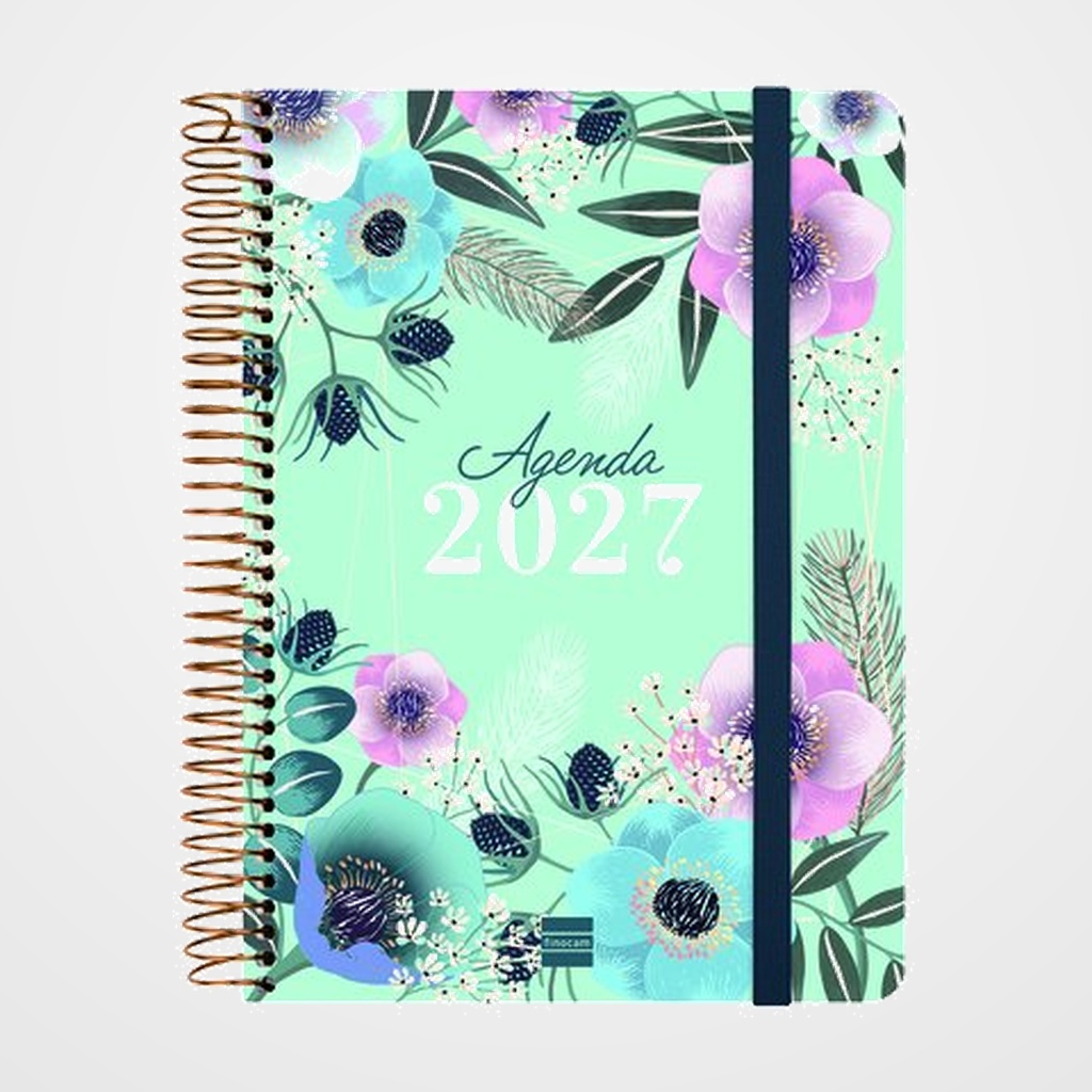 AGENDA ANUAL (2027) FINOCAM CLOE ESPIRAL tapa EXTRA con GOMA E10 155x212 D/P AZUL