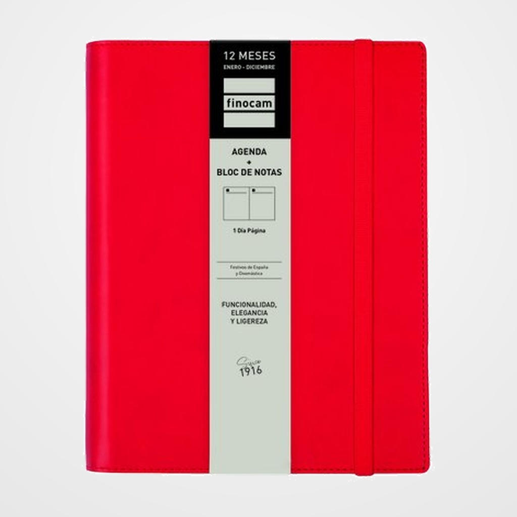 AGENDA ANUAL (2027) FINOCAM DUO DUOBAND ESPIRAL CON CUBIERTA POLIURETANO con GOMA E10 155x212 D/P ROJO