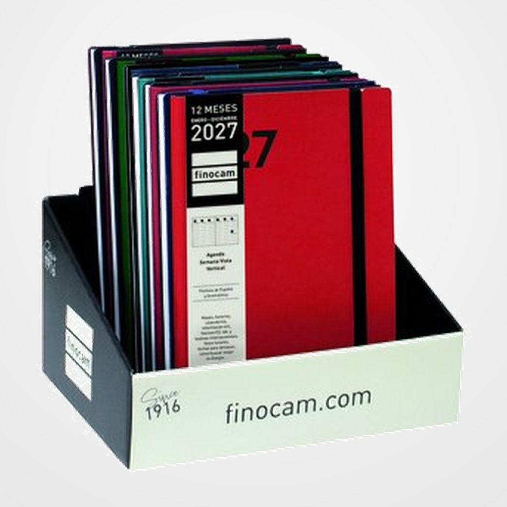AGENDA ANUAL (2027) FINOCAM DYNAMIC MARA COSIDA tapa FLEXIBLE con GOMA Y10 140x204 S/V SURTIDO EXPOSITOR DE 14