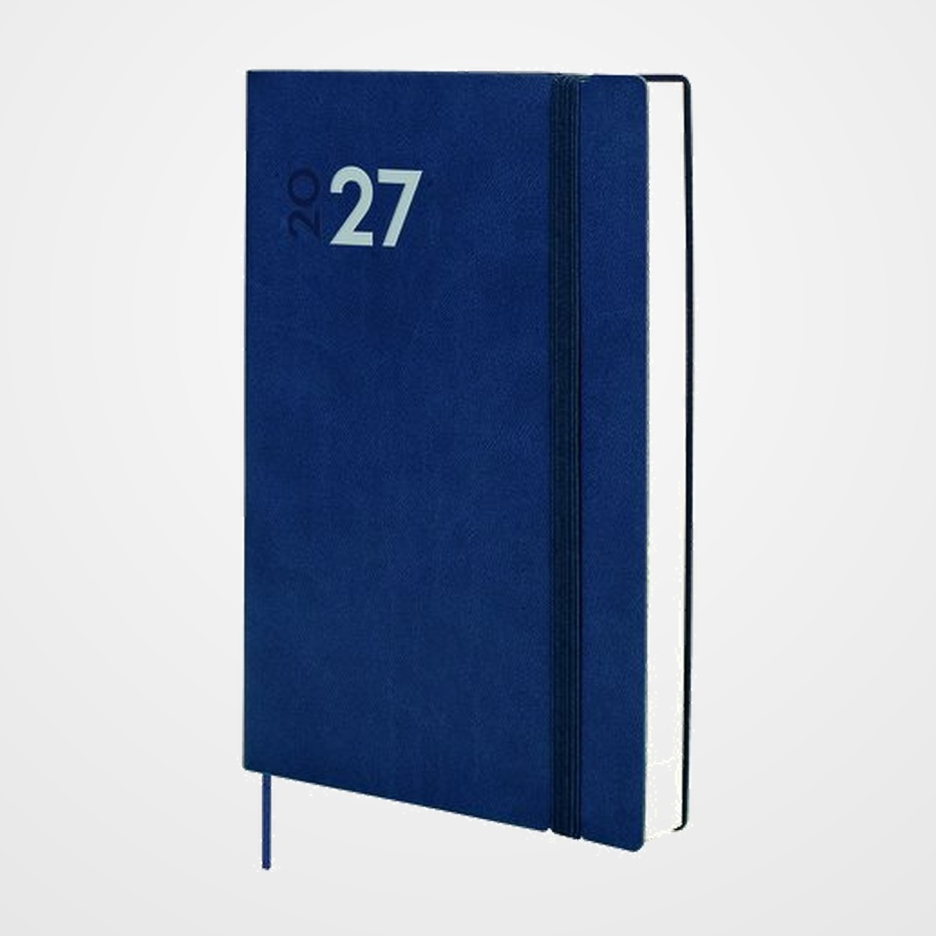 AGENDA ANUAL (2027) FINOCAM DYNAMIC MARA COSIDA tapa FLEXIBLE con GOMA Y11 165x240 D/P AZUL