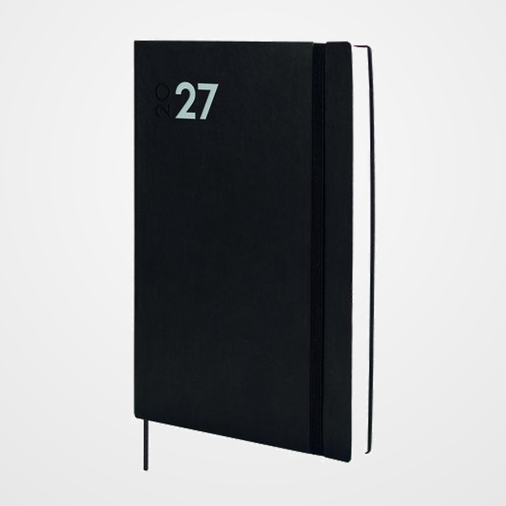 AGENDA ANUAL (2027) FINOCAM DYNAMIC MARA COSIDA tapa FLEXIBLE con GOMA Y11 165x240 D/P NEGRO