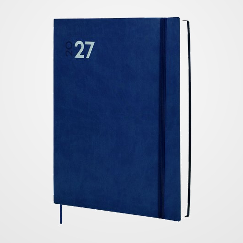 AGENDA ANUAL (2027) FINOCAM DYNAMIC MARA COSIDA tapa FLEXIBLE con GOMA Y12 210x270 D/P AZUL